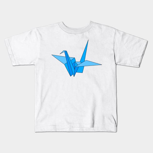 Blue origami crane Kids T-Shirt by CalliesArt